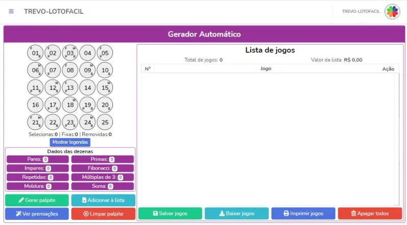 Gerador de palpites lotof&aacute;cil